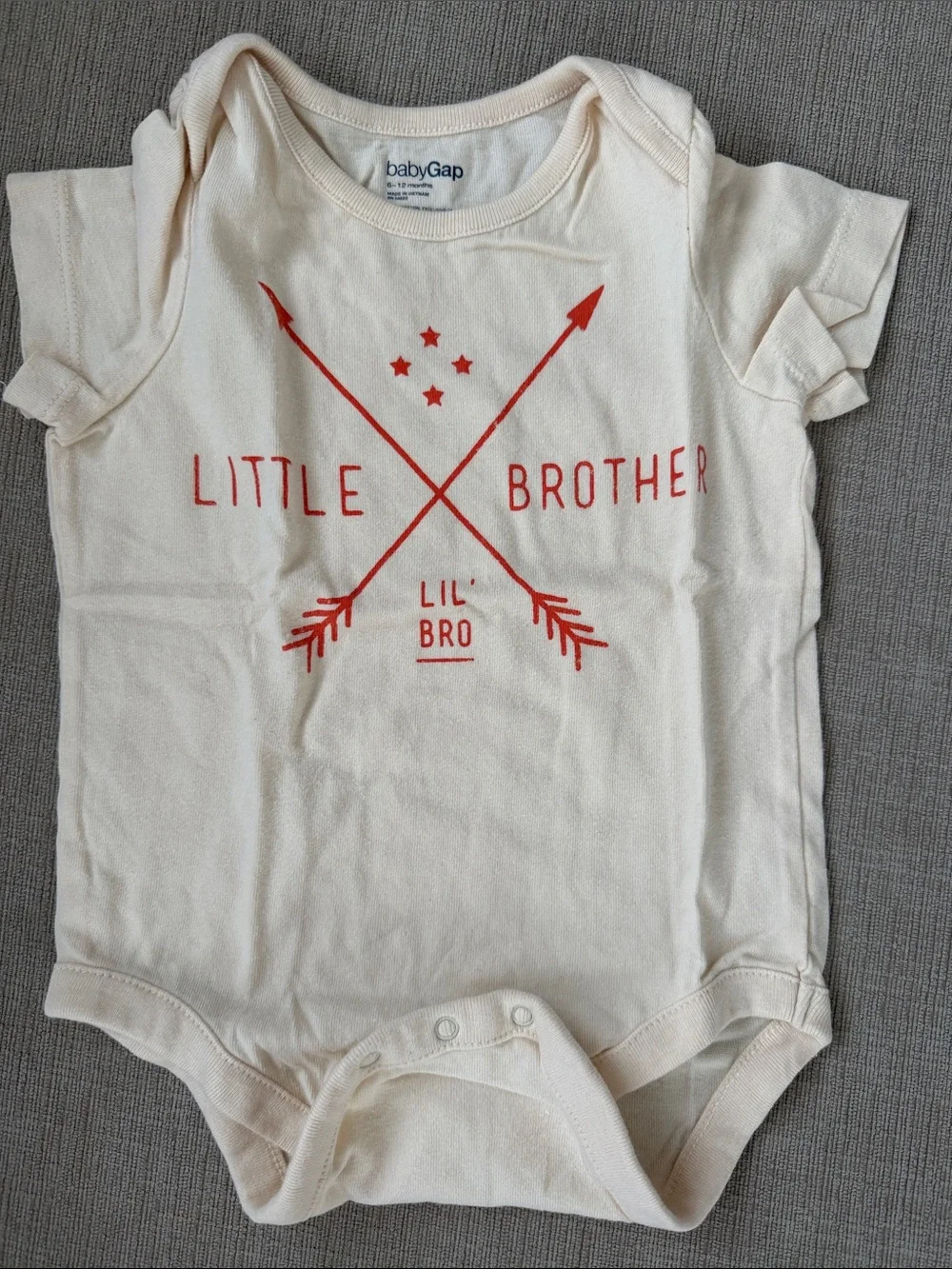 Baby GAP Cream One-Piece with Red 'Little Brother' Graphic